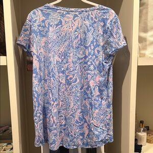 Lilly Pulitzer Blue and Pink Paisley Short Sleeve Tee